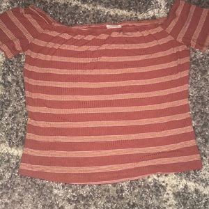 Mossimo red and orange/white striped crop top